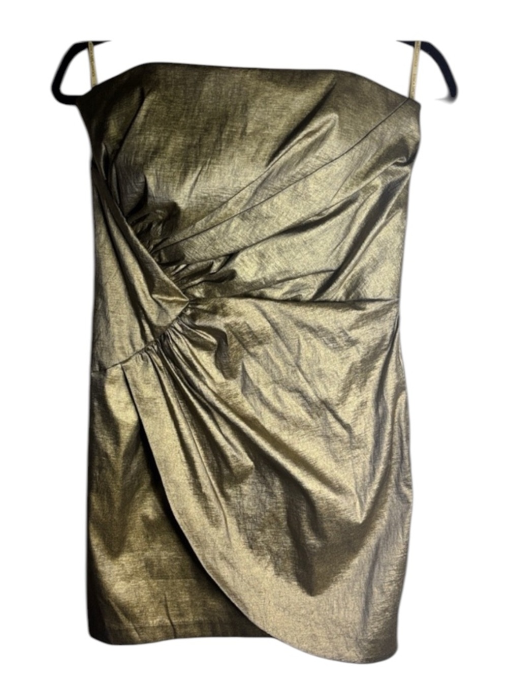 Jessica McClintock Vintage Metallic Bronze Gold Strapless Mini Dress Size 12 NWT